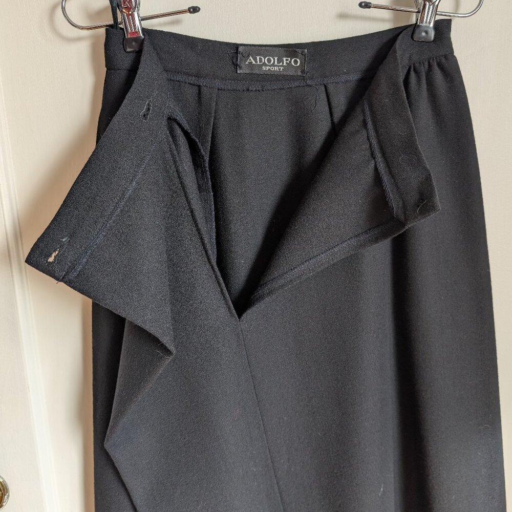 VTG Adolfo Sport wool crepe black skirt - Picture 13 of 17
